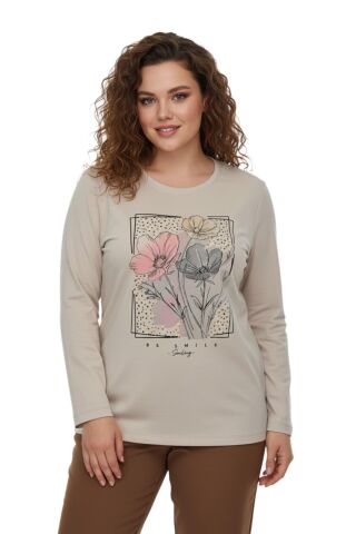 Kadın Pano Baskılı Bluz BGL-ST05072 TAŞ - L