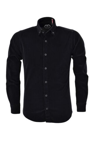 Erkek Kadife Silim Fit Gömlek BGL-ST03909 SİYAH - L