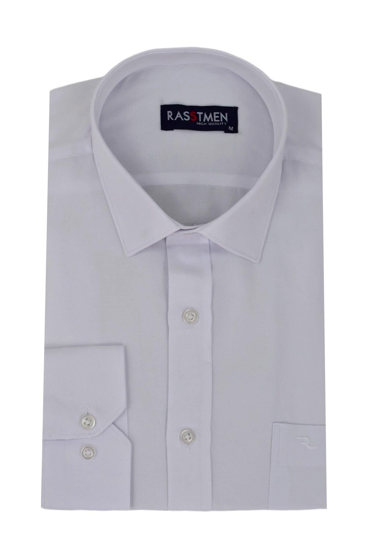 Erkek Klasik Uzun Kollu Armürlü Gömlek BGL-ST03259 BEYAZ - M