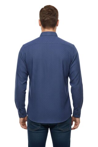 Erkek Kışlık Uzun Kol Tek Cepli Gömlek 3565 BGL-ST04807 İNDİGO - L