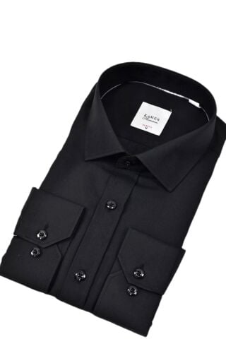 Erkek Slim Fitt Uzun Kol Gömlek 2290 BGL-ST04378 SİYAH - S