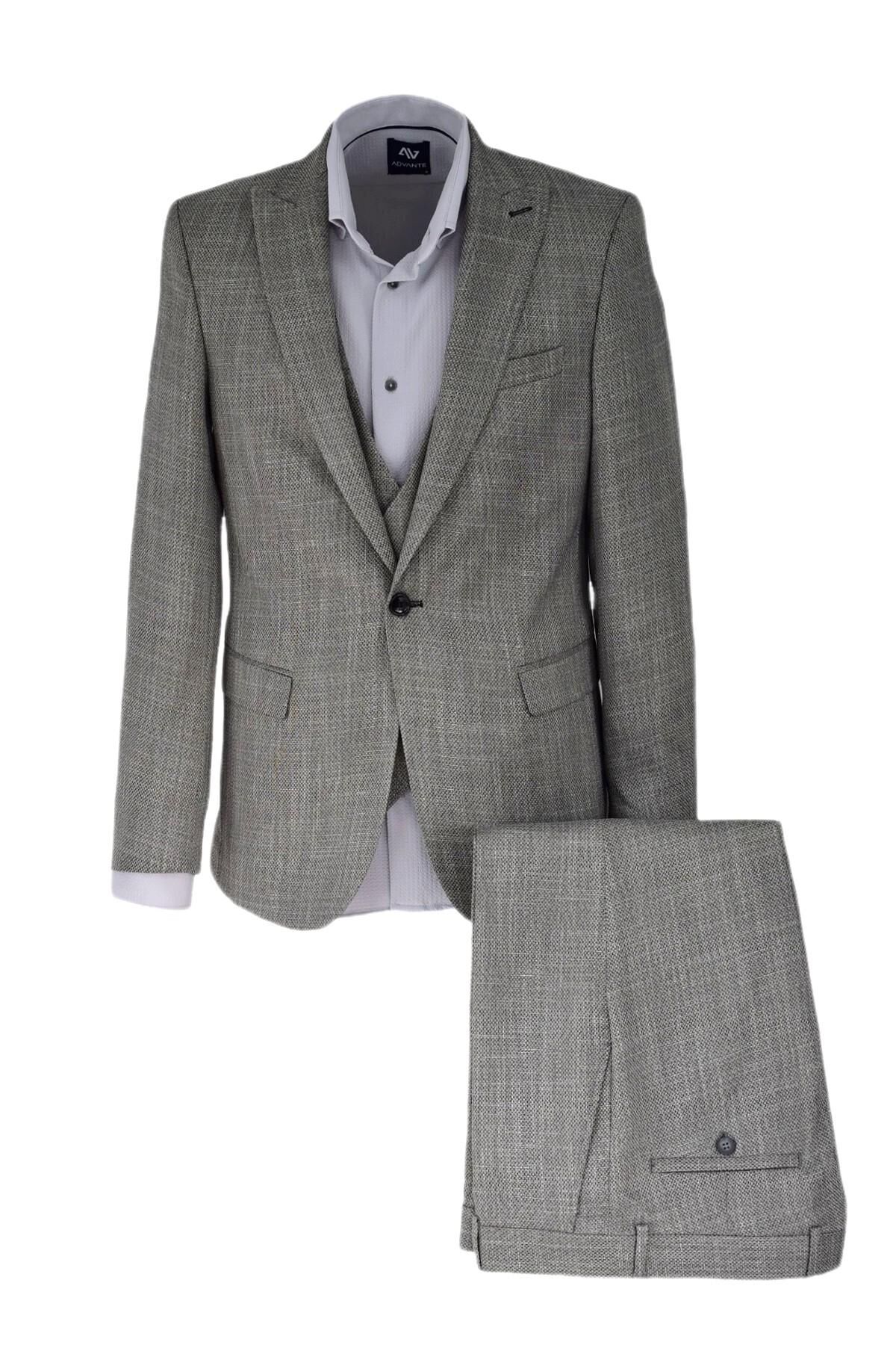 Erkek Hasır Silim Fit Takım Elbise BGL-ST03495 BEJ - 46