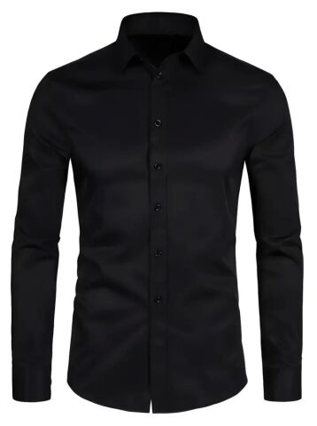 Erkek Slim Fitt Uzun Kol Gömlek 2290 BGL-ST04378 SİYAH - M