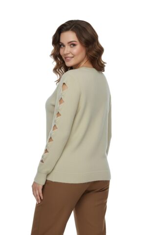 Kadın Kol Taşlı Modelli Sakallı Triko Kazak BGL-ST05077 TAŞ - M/L