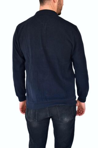 Erkek Büyük Beden Polo Yaka Sweatshirt 2260-BTL BGL-ST02353 LACİVERT - 5XL