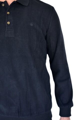 Erkek Büyük Beden Polo Yaka Sweatshirt 2260-BTL BGL-ST02353 LACİVERT - 5XL