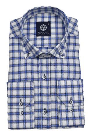 Erkek Ekose Klasik Uzun Kol Gömlek Oxford BGL-ST02989 MAVİ - L
