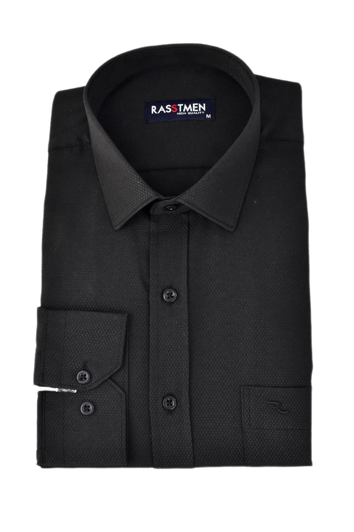 Erkek Klasik Uzun Kollu Armürlü Gömlek BGL-ST03259 SİYAH - M