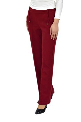 Kadın Bol Paça Beli Lastikli Kumaş Pantolon BGL-ST04322 KİREMİT - 40