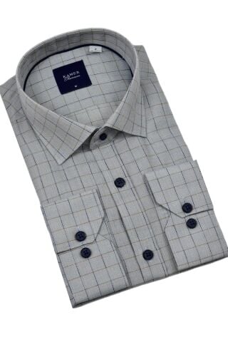 Erkek Klasik Uzun Kol Ekose Gömlek 3701 BGL-ST04391