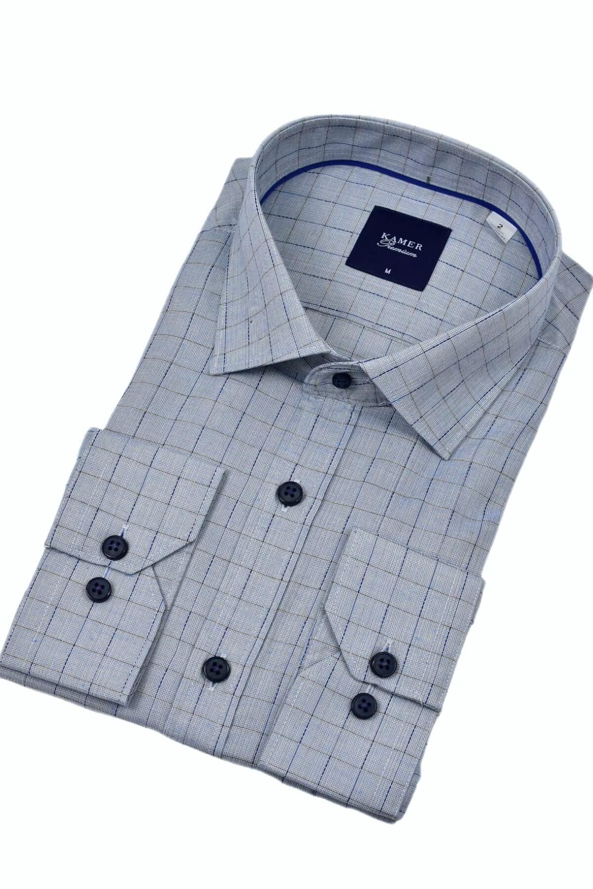 Erkek Klasik Uzun Kol Ekose Gömlek 3701 BGL-ST04391