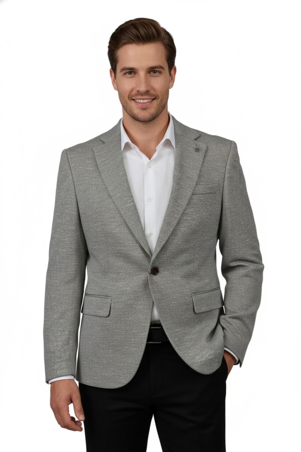 Erkek Tek Spor Ceket Çift Yırtmaçlı BGL-ST04981 TAŞ - 48