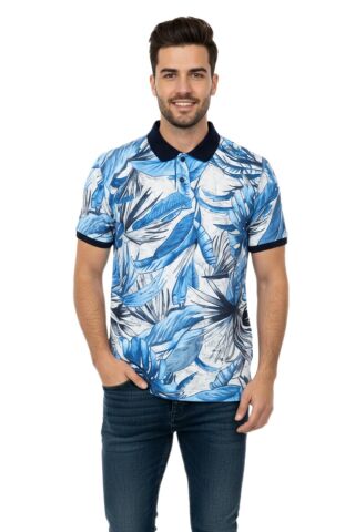 Erkek Yaprak Baskılı Polo Yaka Tişört BGL-ST00528