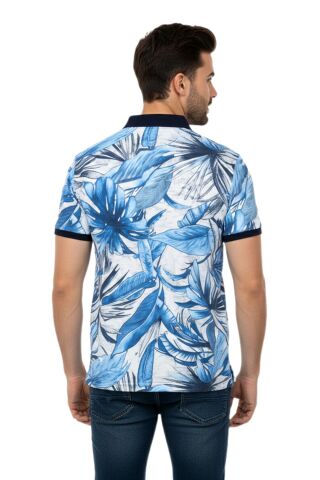 Erkek Yaprak Baskılı Polo Yaka Tişört BGL-ST00528