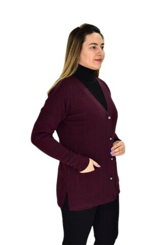 Kadın Cepli Triko Hırka BGL-ST03349 PUDRA - XL