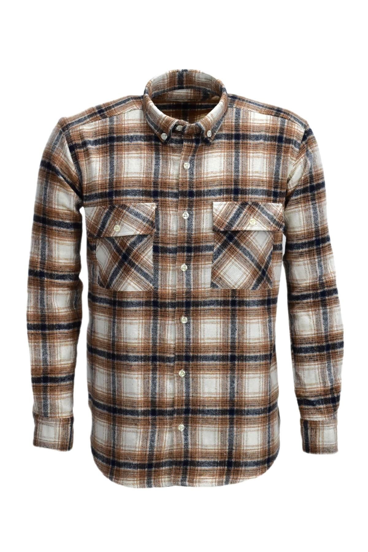 Erkek Çift Cepli Kapaklı Regular Fit Oduncu Gömlek BGL-ST03262