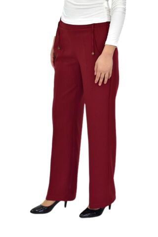 Kadın Bol Paça Beli Lastikli Kumaş Pantolon BGL-ST04322 KİREMİT - 50
