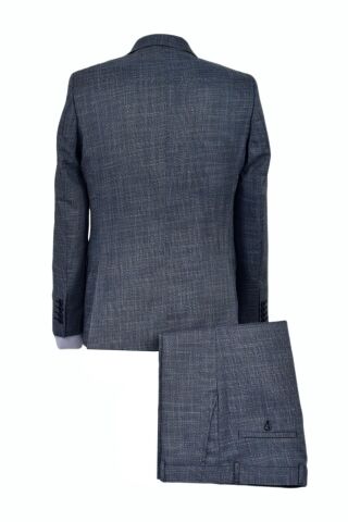 Erkek Hasır Silim Fit Takım Elbise BGL-ST03495 MAVİ - 46