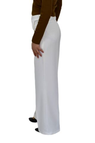 Kadın Bol Paça Beli Lastikli Kumaş Pantolon BGL-ST04322 KREM - 52