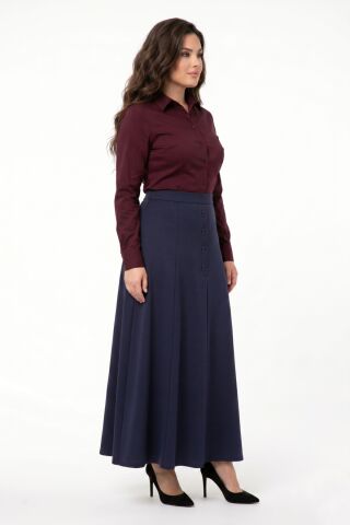 Kadın Kumaş Etek Lastikli Kemer Balık Model BGL-ST05512 LACİVERT - 52