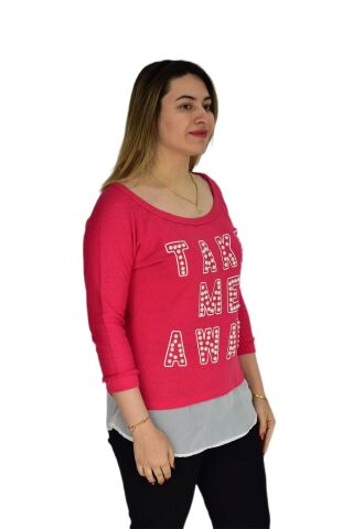 Kadın Boncuk İşli Kayık Yaka Sweat BRG-37415 NAR - L