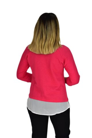Kadın Boncuk İşli Kayık Yaka Sweat BRG-37415 NAR - L
