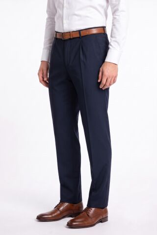 Erkek Pileli Klasik Kumaş Pantolon 1166P BGL-ST05613 LACİVERT - 50