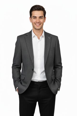 Erkek Tek Spor Ceket Çift Yırtmaçlı BGL-ST04982 GRİ - 48