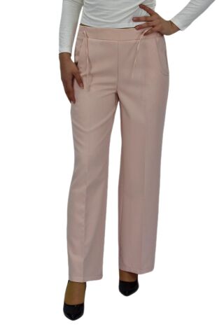 Kadın Bol Paça Beli Lastikli Kumaş Pantolon BGL-ST04322 PUDRA - 44