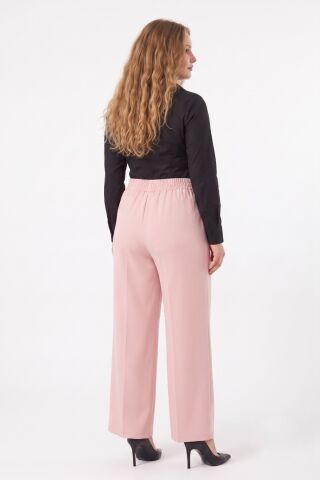 Kadın Bol Paça Beli Lastikli Kumaş Pantolon BGL-ST04322 PUDRA - 44