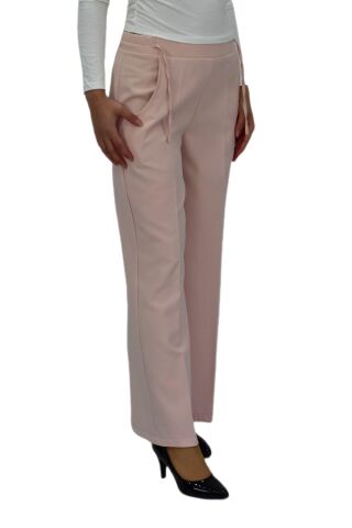 Kadın Bol Paça Beli Lastikli Kumaş Pantolon BGL-ST04322 PUDRA - 44