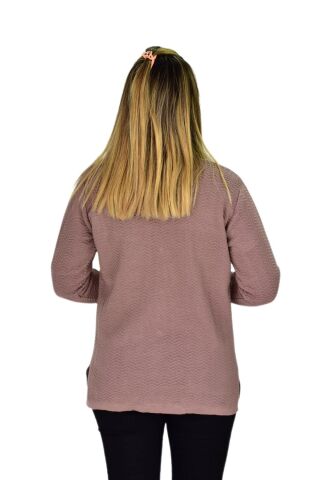 Kadın Cepli Triko Hırka BGL-ST03349 PUDRA - XL