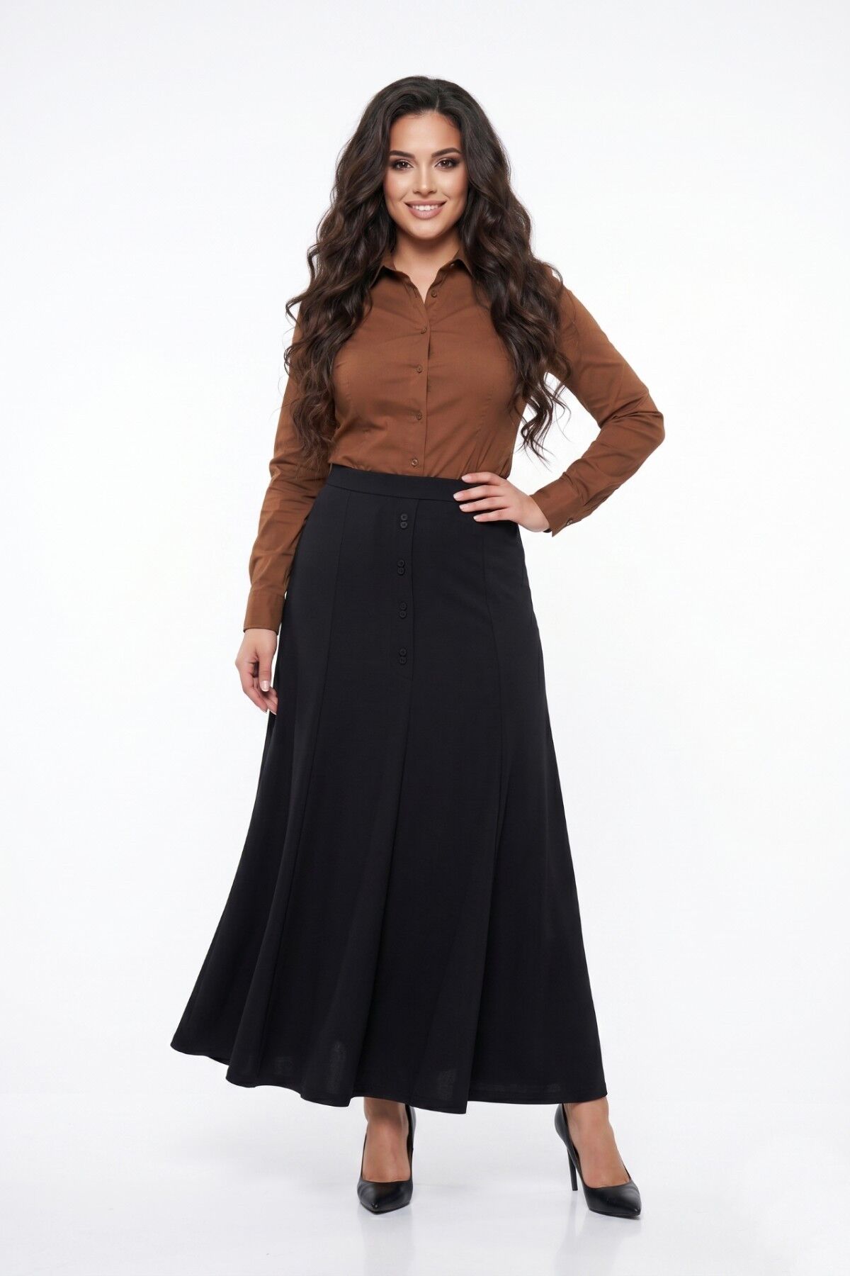 Kadın Kumaş Etek Lastikli Kemer Balık Model BGL-ST05512 SİYAH - 44