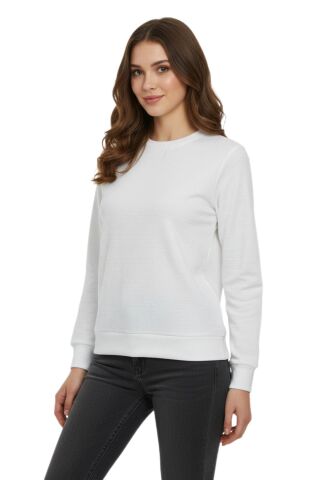 Kadın Sıfıryaka Sweatshirt  BGL-ST05116 BEYAZ - 2XL
