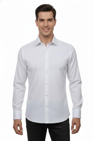 Erkek Slim Fitt Uzun Kol Gömlek 2427 BGL-ST04809 BEYAZ - M