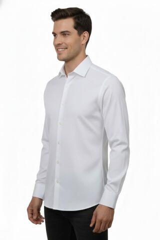 Erkek Slim Fitt Uzun Kol Gömlek 2427 BGL-ST04809 BEYAZ - M