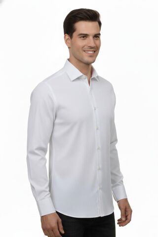 Erkek Slim Fitt Uzun Kol Gömlek 2427 BGL-ST04809 BEYAZ - L