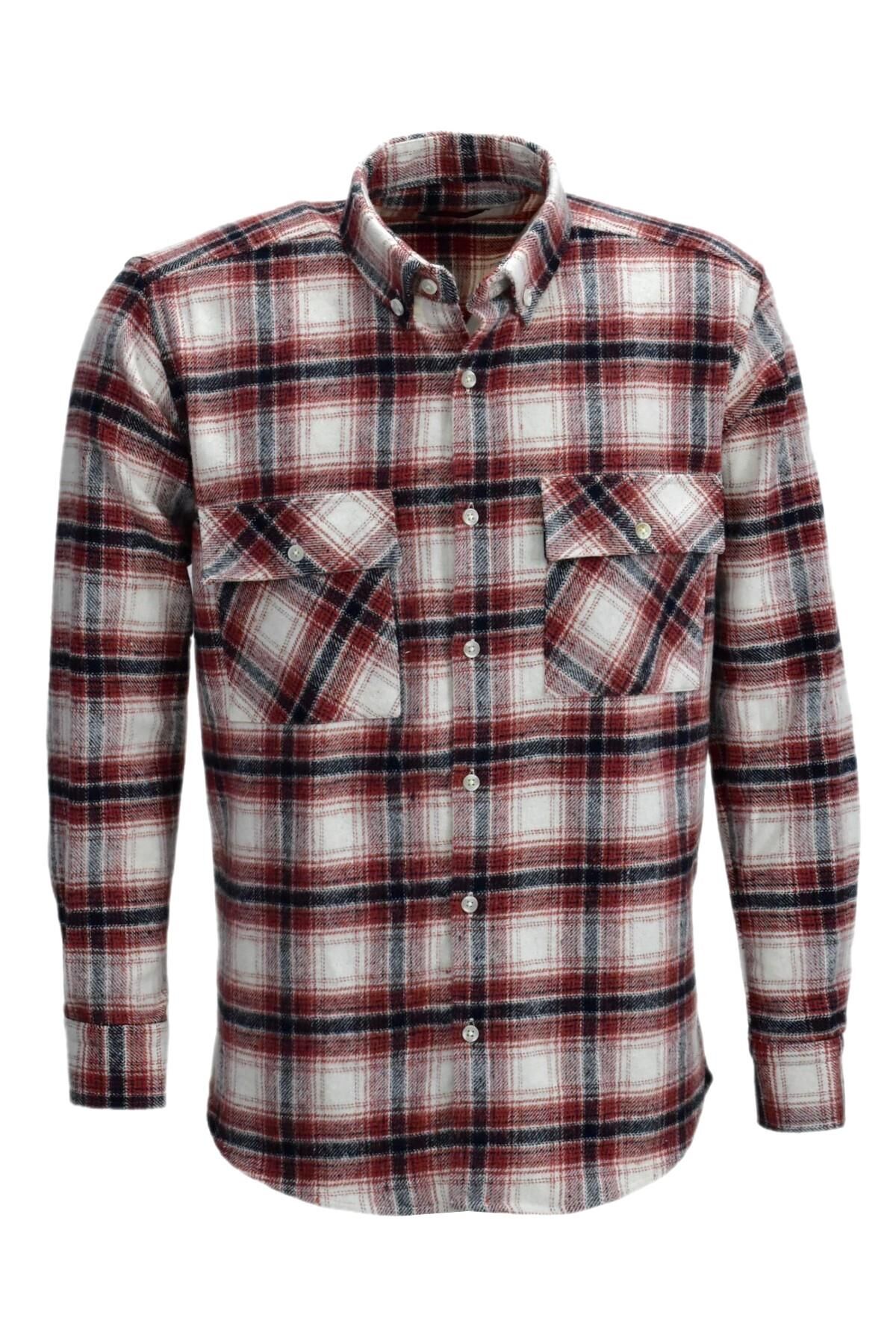 Erkek Çift Cepli Kapaklı Regular Fit Oduncu Gömlek BGL-ST03262 KİREMİT - S