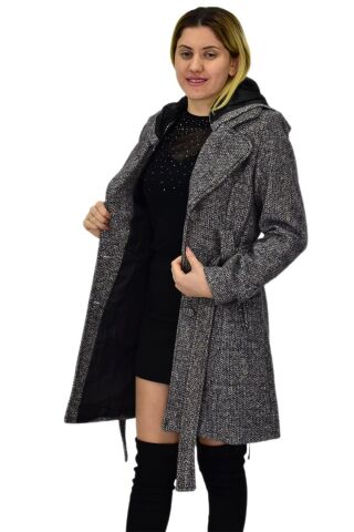 Kadın Pıtırcık Uzun Kaşe Kaban BGL-ST04122 YEŞİL - 42