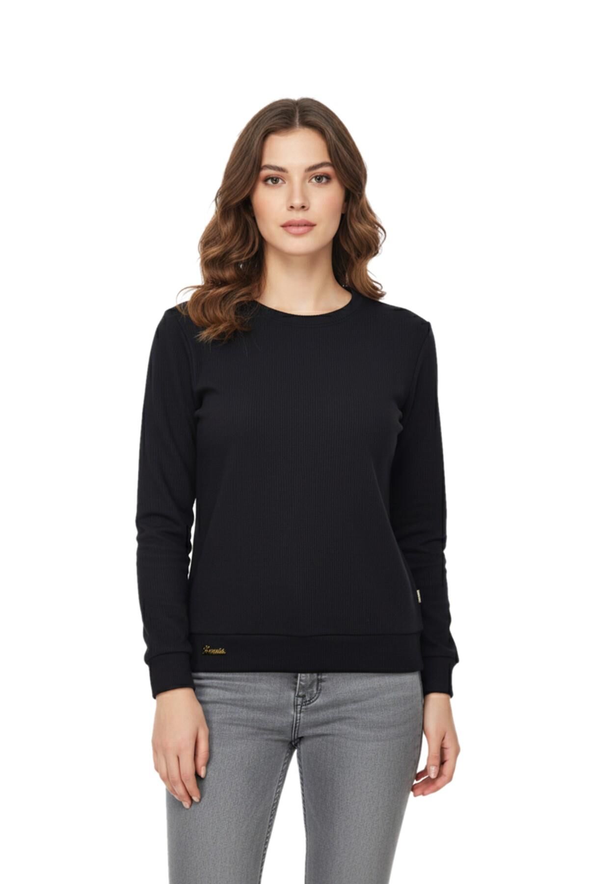 Kadın Sıfıryaka Sweatshirt  BGL-ST05116 SİYAH - XL