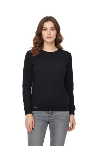 Kadın Sıfıryaka Sweatshirt  BGL-ST05116 SİYAH - XL