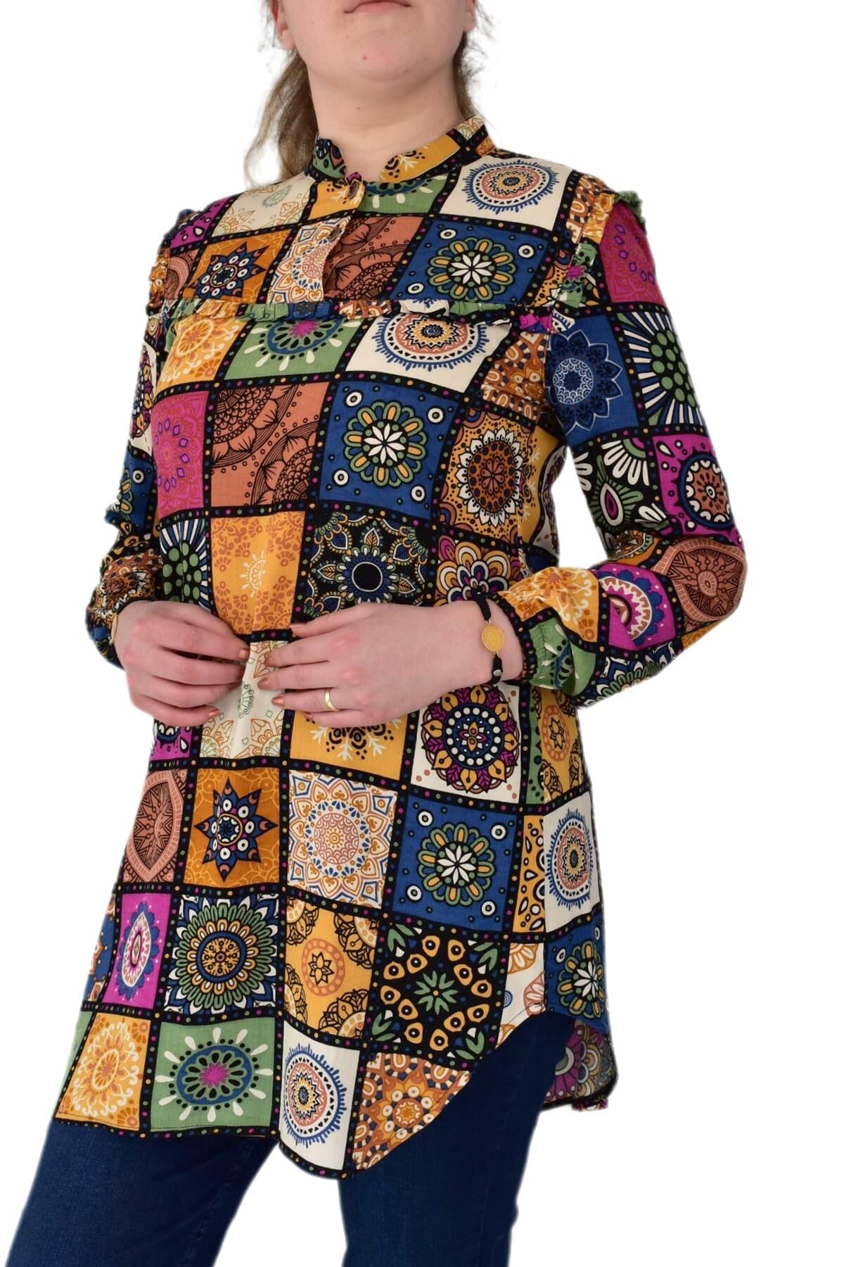 Kadın Etnik Desen Tunik BGL-ST02016 FUŞYA - 50