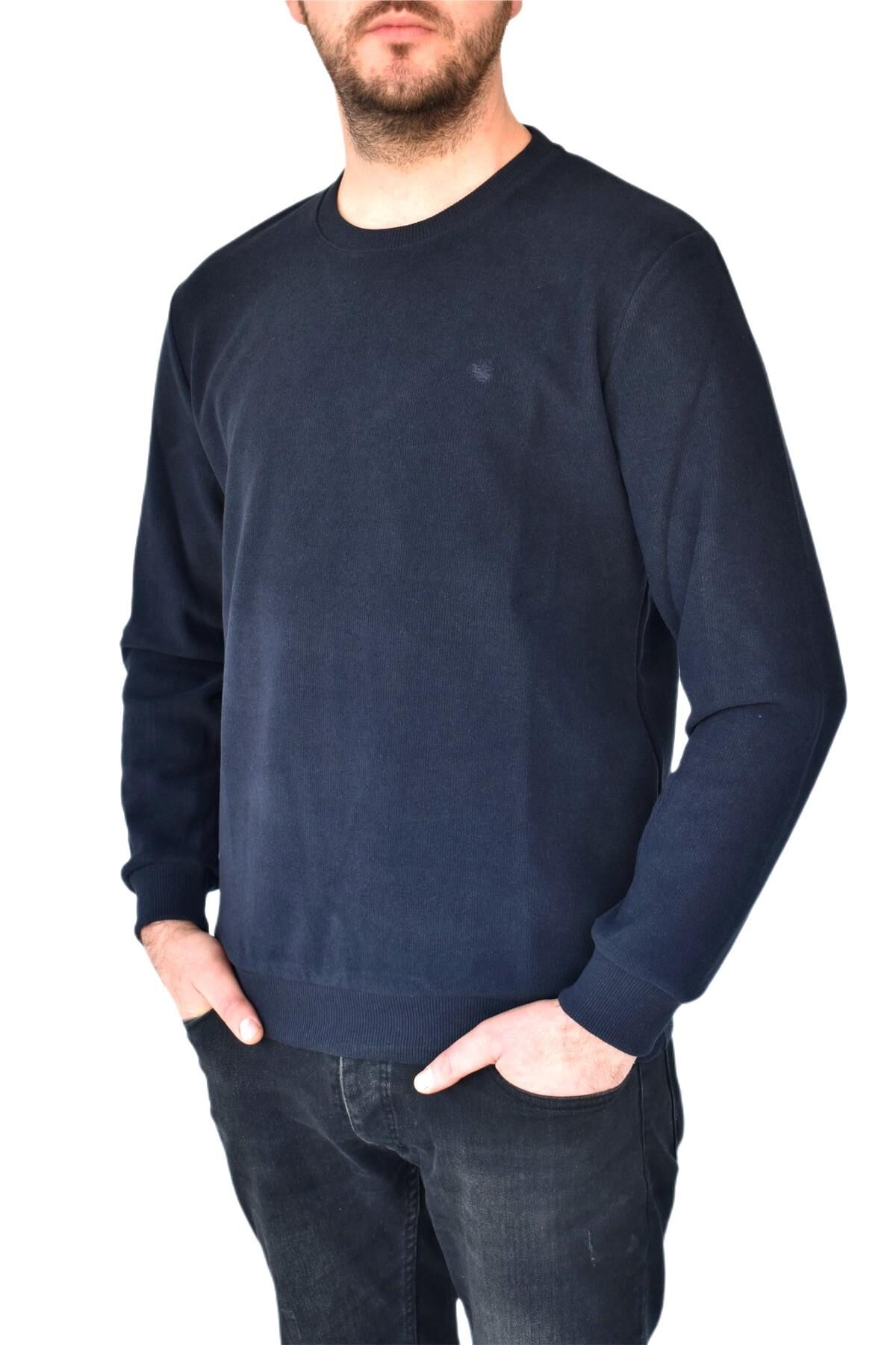 Erkek Büyük Beden Sıfır Yaka Sweatshirt 2268-BTL  BGL-ST02355 LACİVERT - 4XL