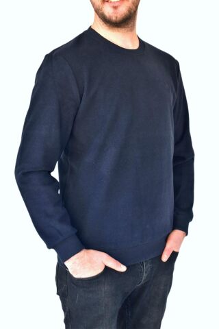 Erkek Büyük Beden Sıfır Yaka Sweatshirt 2268-BTL  BGL-ST02355 LACİVERT - 4XL