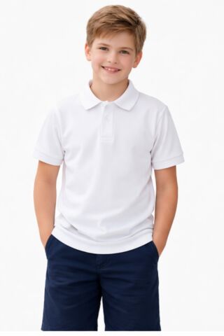 Erkek Kız Çocuk Polo Yaka Kısa Kollu Tişört BGL-ST05505 BEYAZ - 11 YAŞ