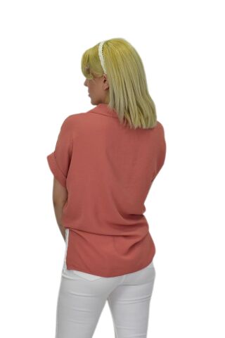Kadın Ayrobin Kısa Kol Gömlek BGL-ST03695 PUDRA - 40