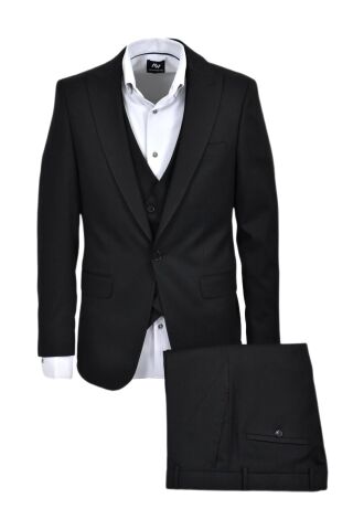 Erkek Siyah Silim Fit Takım Elbise BGL-ST03493 SİYAH - 56