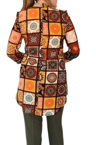 Kadın Etnik Desen Tunik BGL-ST02016 KİREMİT - 46