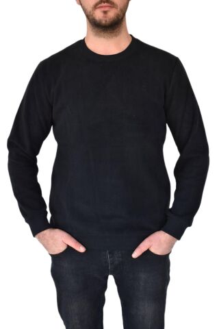 Erkek Büyük Beden Sıfır Yaka Sweatshirt 2268-BTL  BGL-ST02355 SİYAH - 4XL