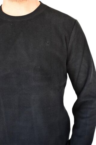 Erkek Büyük Beden Sıfır Yaka Sweatshirt 2268-BTL  BGL-ST02355 SİYAH - 4XL